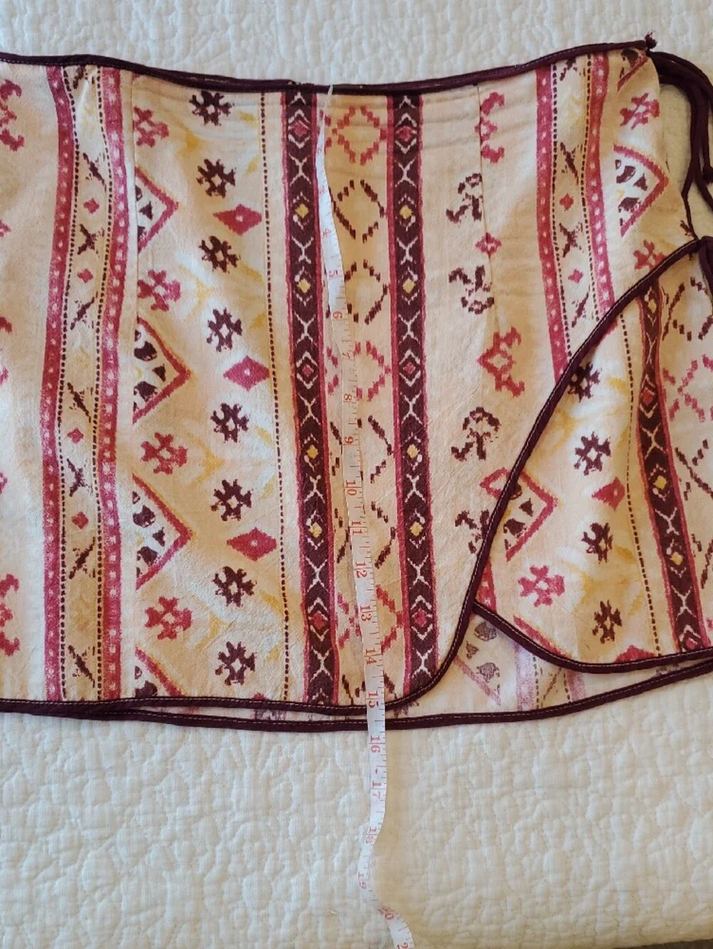 Free People Cream and Burgundy Aztec Mini Skirt